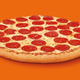 Pepperoni pizza on orange background